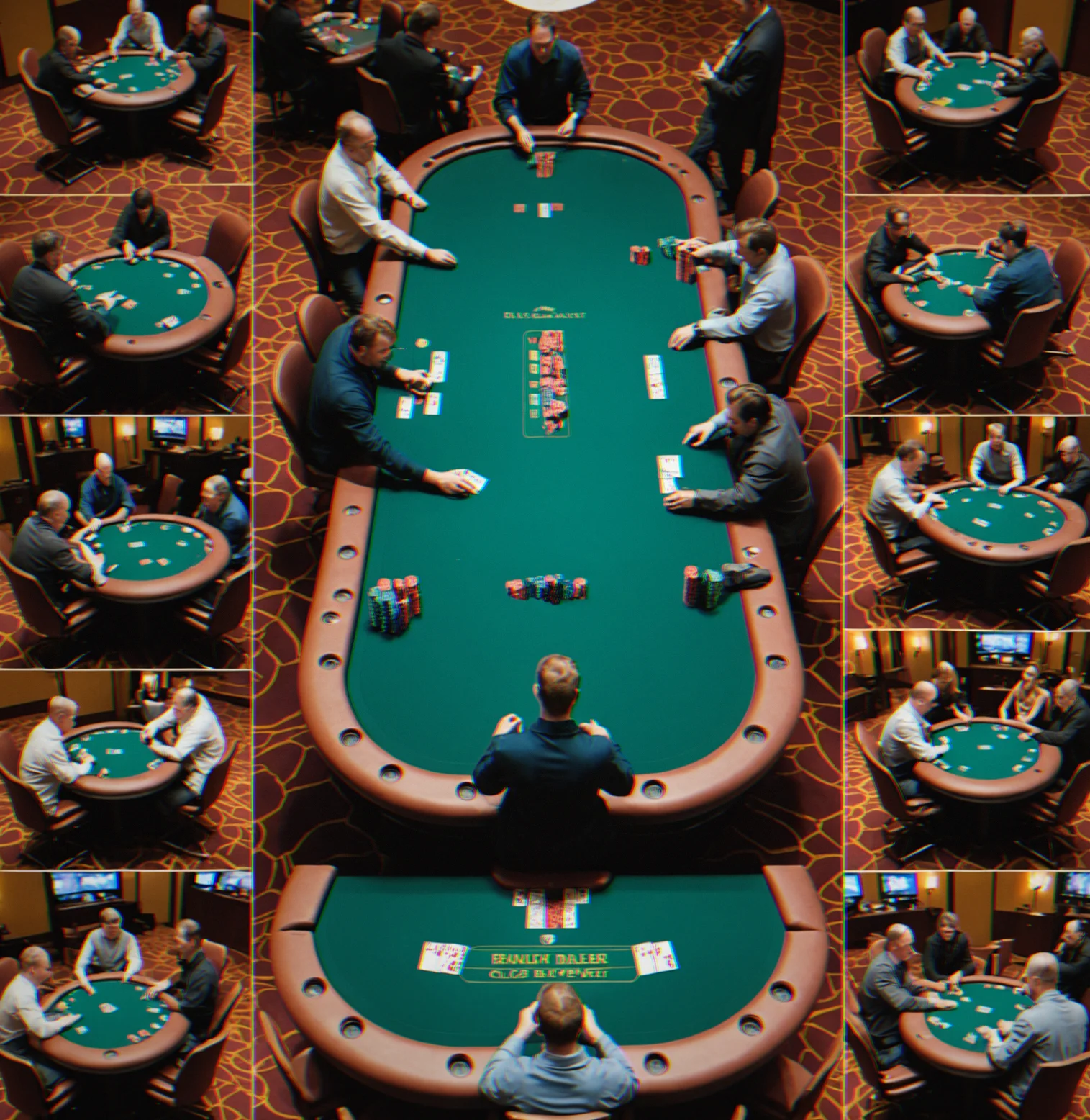 The dealer works at the table, the cards come out of the deck with a button and blinds in the right places during the deal